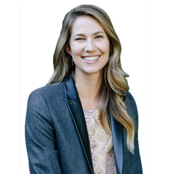 headshot of woman with long hair and blazer