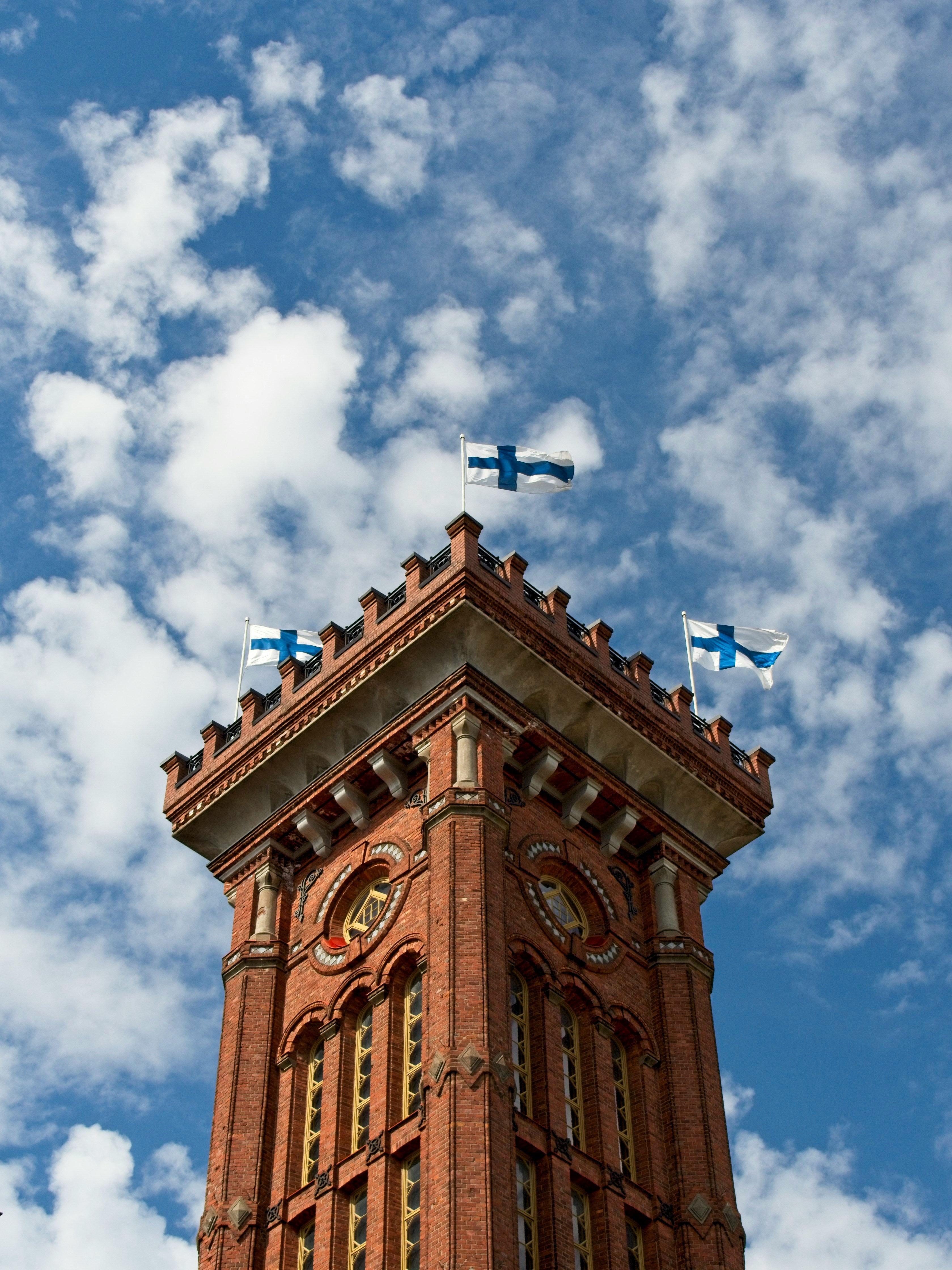 Flag of Finland on tower