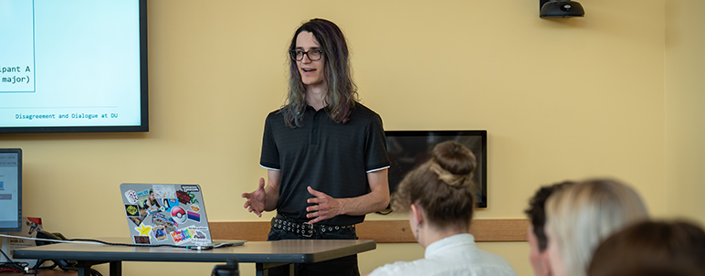 a student making presentation