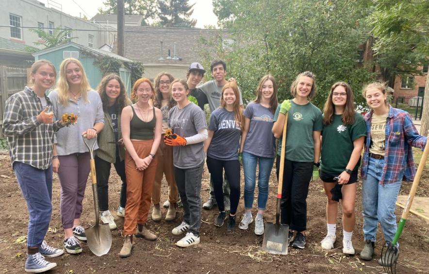 environmental sustainability students volunteering during class