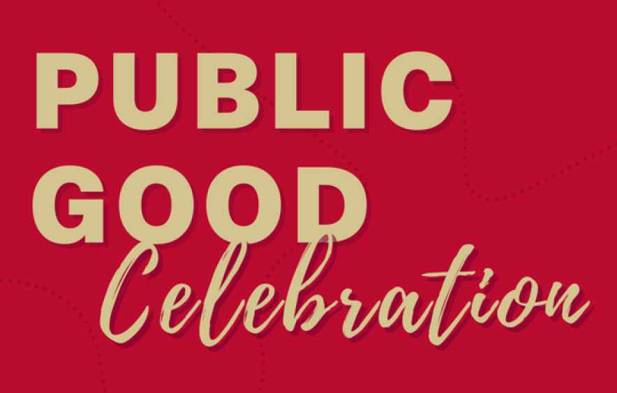 stylized text that says Public Good Celebration