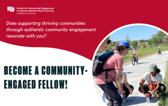 graphic saying "become a community engaged fellow!"