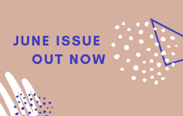 text saying April Issue out now'