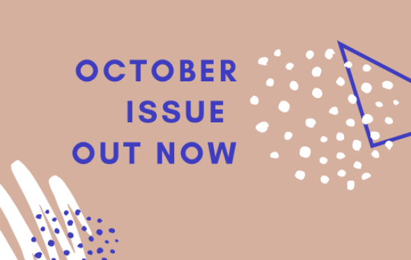 text saying october Issue out now