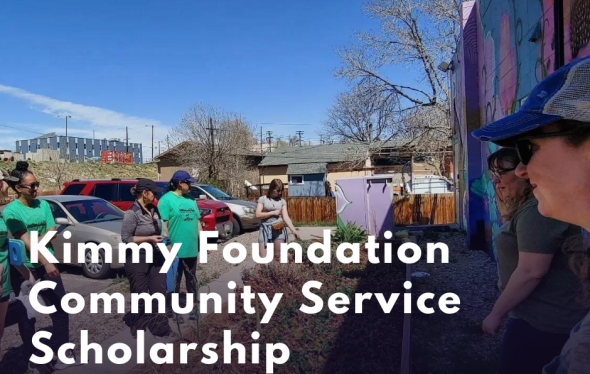 graphic that says "kimmy foundation community service scholarship deadline april 13th"