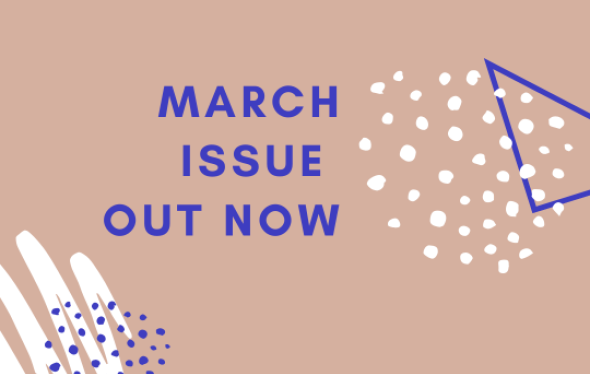 text saying march Issue out now