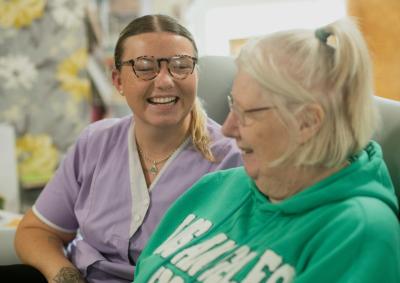 Home healthcare worker with client.