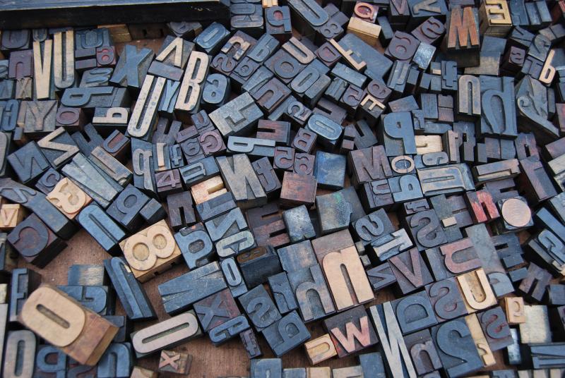 pile of rubber letter stamps