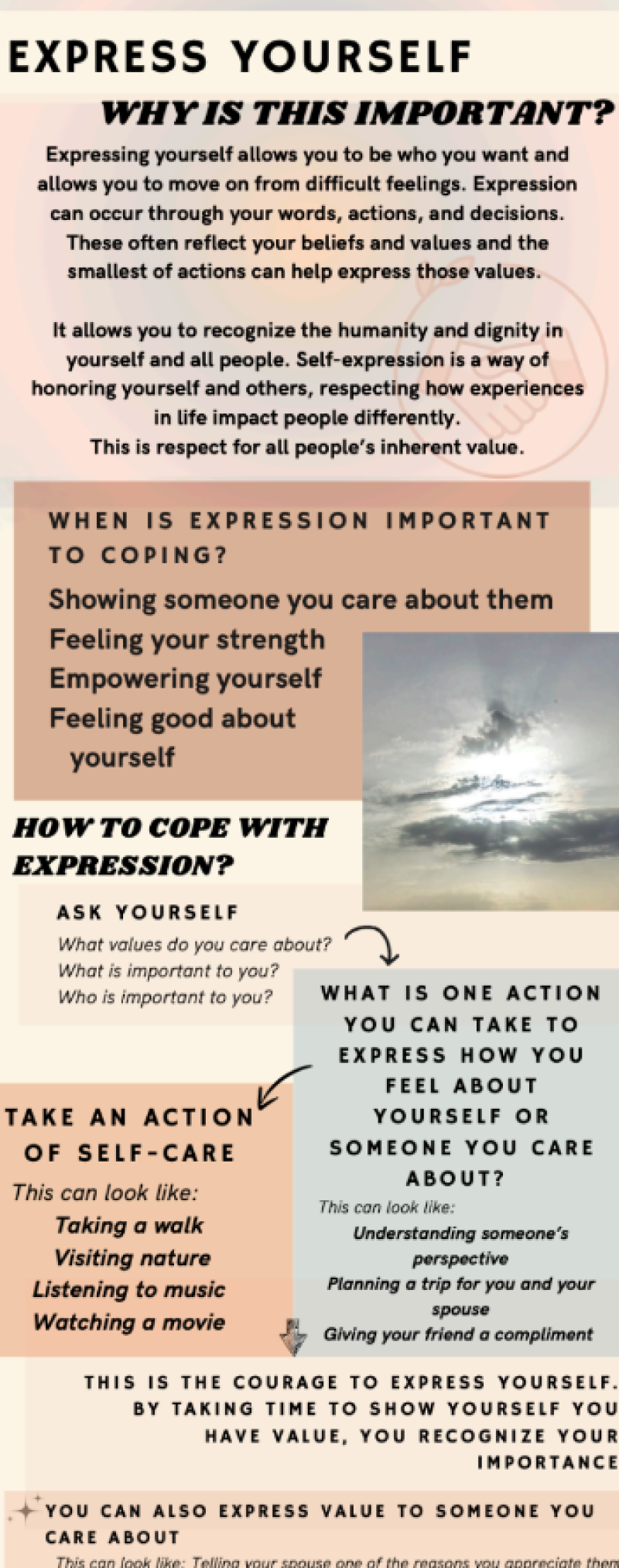 A creative poster showcasing the message "Express Yourself" in striking fonts, set against an engaging visual backdrop.