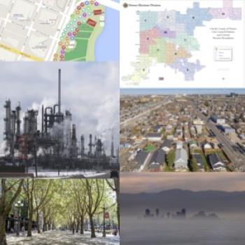 Collage of data, nature, community and environmental justice