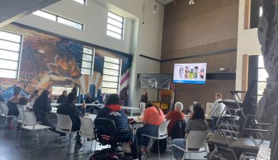 A meeting at  Florence Crittenton High School, where young mothers can learn about green jobs and prepare for careers after graduation through internships with the Valverde Movement Project to discuss collaboration.
